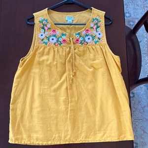 J Crew Sleeveless Embroidered Top